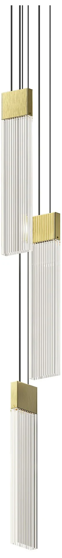 V Panels 3.25" Wide 3 Light Brass Thin Pendant - Image 1