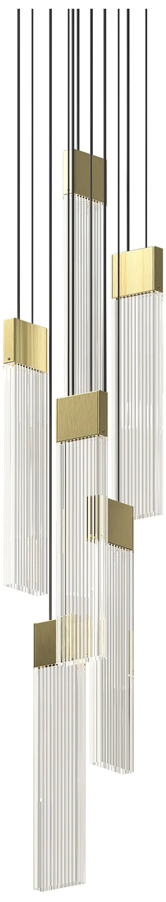 V Panels 6.75" Wide 6 Light Brass Thin Pendant - Image 1
