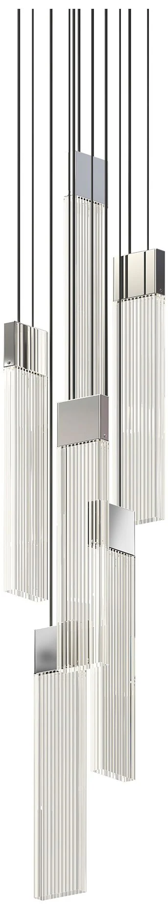 V Panels 6.75" Wide 6 Light Polished Chrome Thin Pendant - Image 1