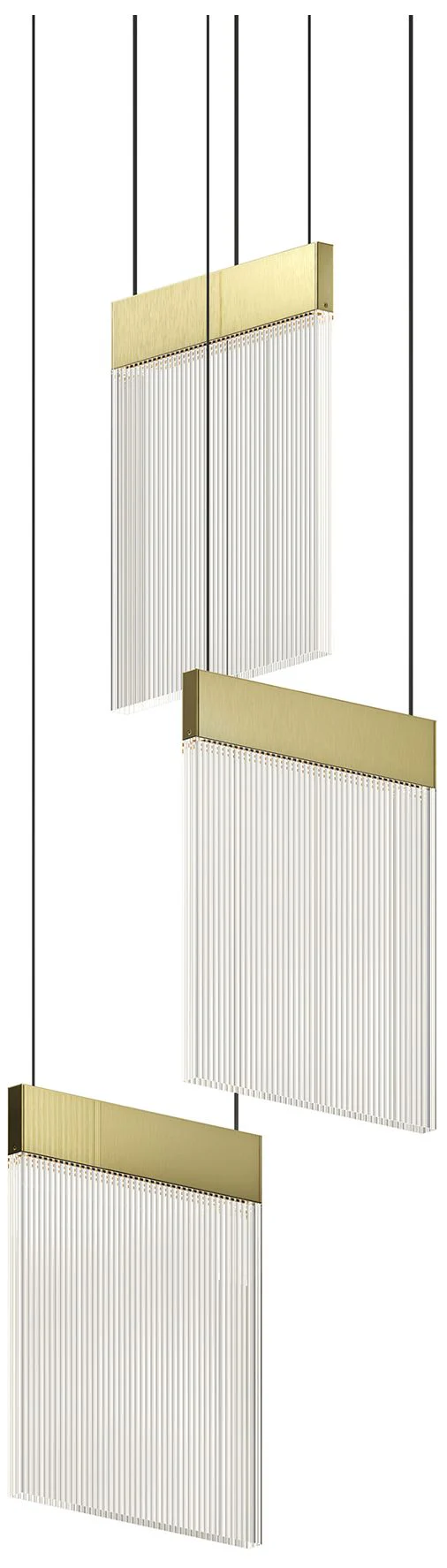 V Panels 8.75" Wide 3 Light Brass Pendant - Image 1