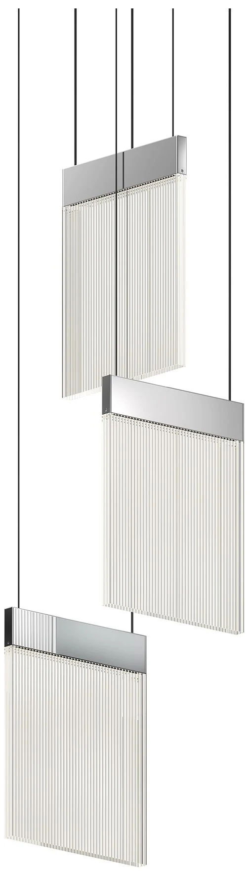 V Panels 8.75" Wide 3 Light Polished Chrome Pendant - Image 1