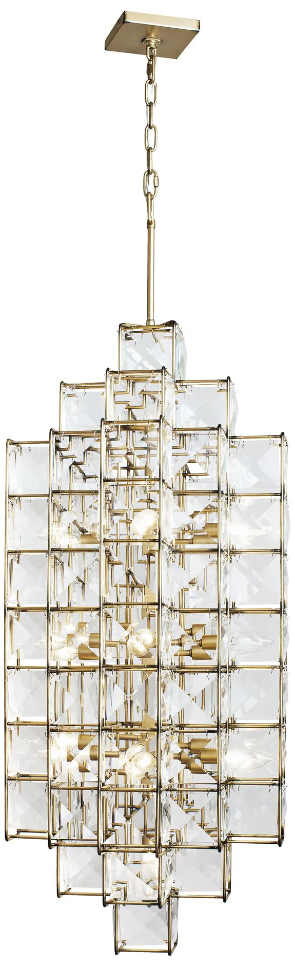 Varaluz Cubic 18 1/2"W Calypso Gold w/ Crystal Foyer Pendant - Image 3