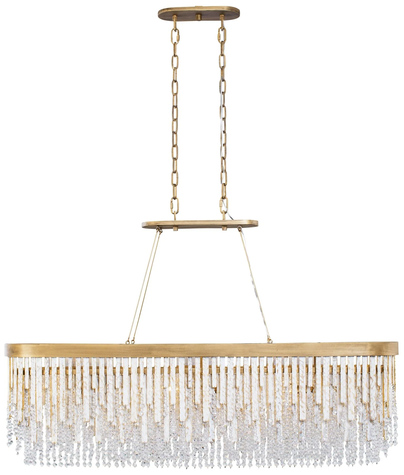 Varaluz Lafayette 48" Wide 6-Light Havana Gold Crystal Linear Pendant - Image 1