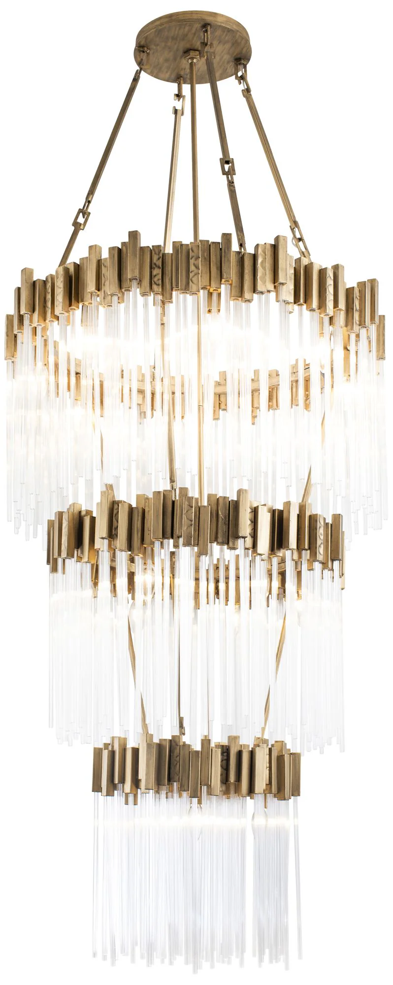 Varaluz Matrix 30"W Havana Gold and Fluted Glass Chandelier - Image 2