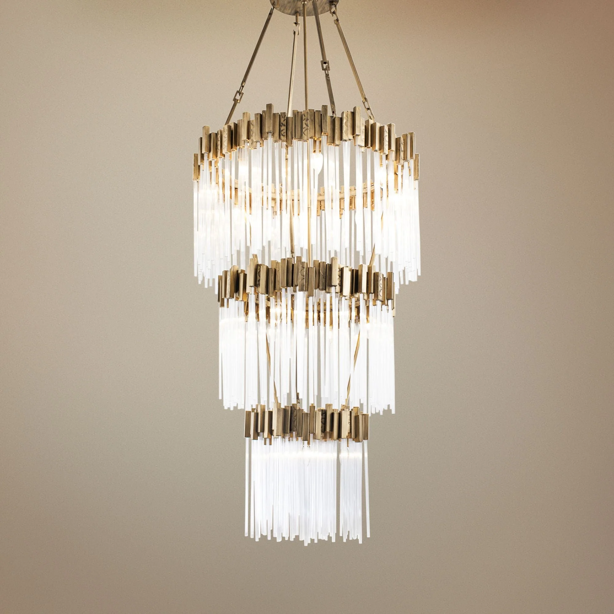 Varaluz Matrix 30"W Havana Gold and Fluted Glass Chandelier - Image 1