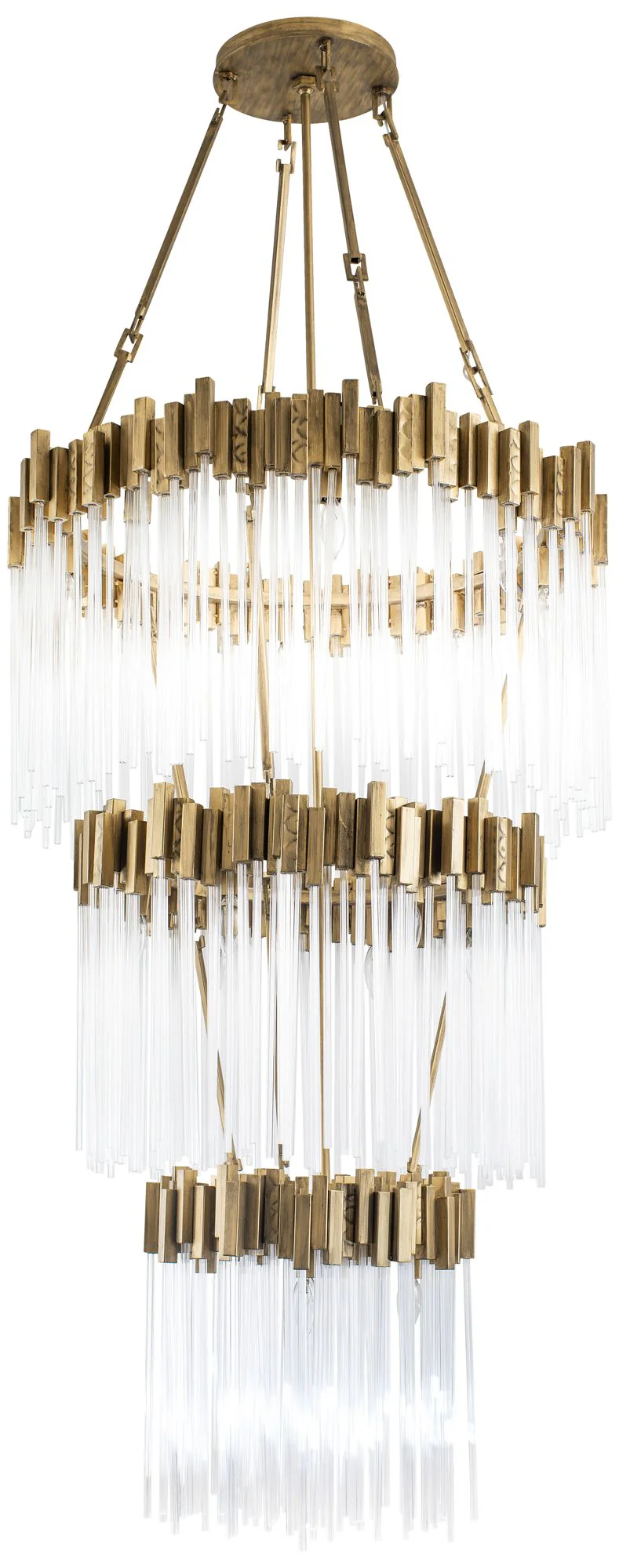 Varaluz Matrix 30"W Havana Gold and Fluted Glass Chandelier - Image 3