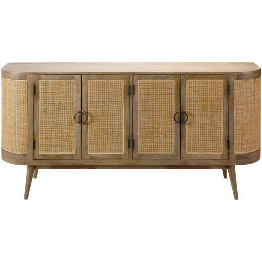 Surya Avadi Modern Natural Wood and Rattan Sideboard Cabinet VDI-001 - Image 2
