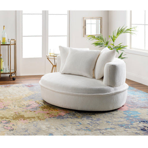 Surya Valence Modern Ivory Chenille Lounger Chair - Image 1
