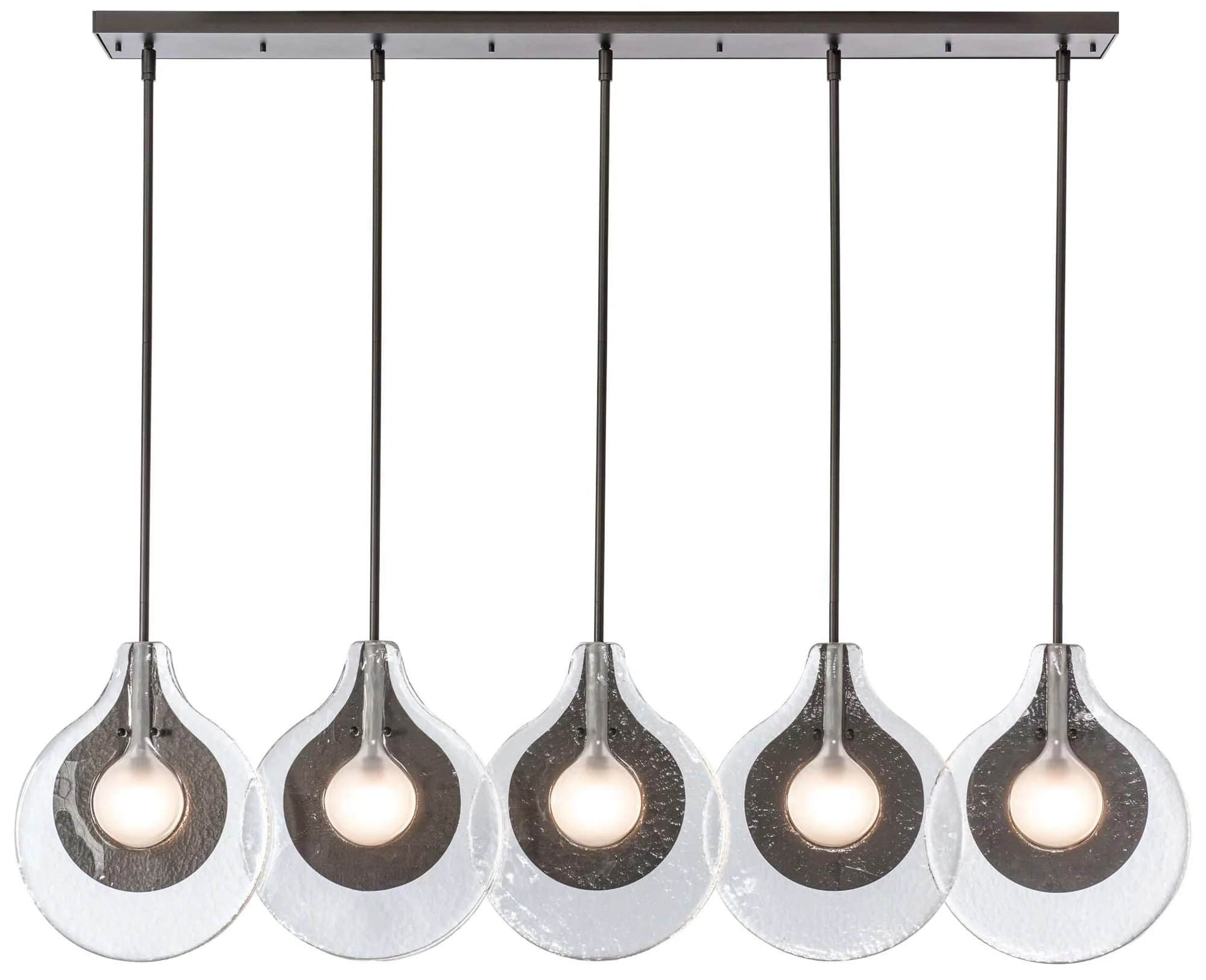 Veneto 53.4"W 5-Light Oiled Bronze Linear Pendant W/ Clear Frosted Sha - Image 1