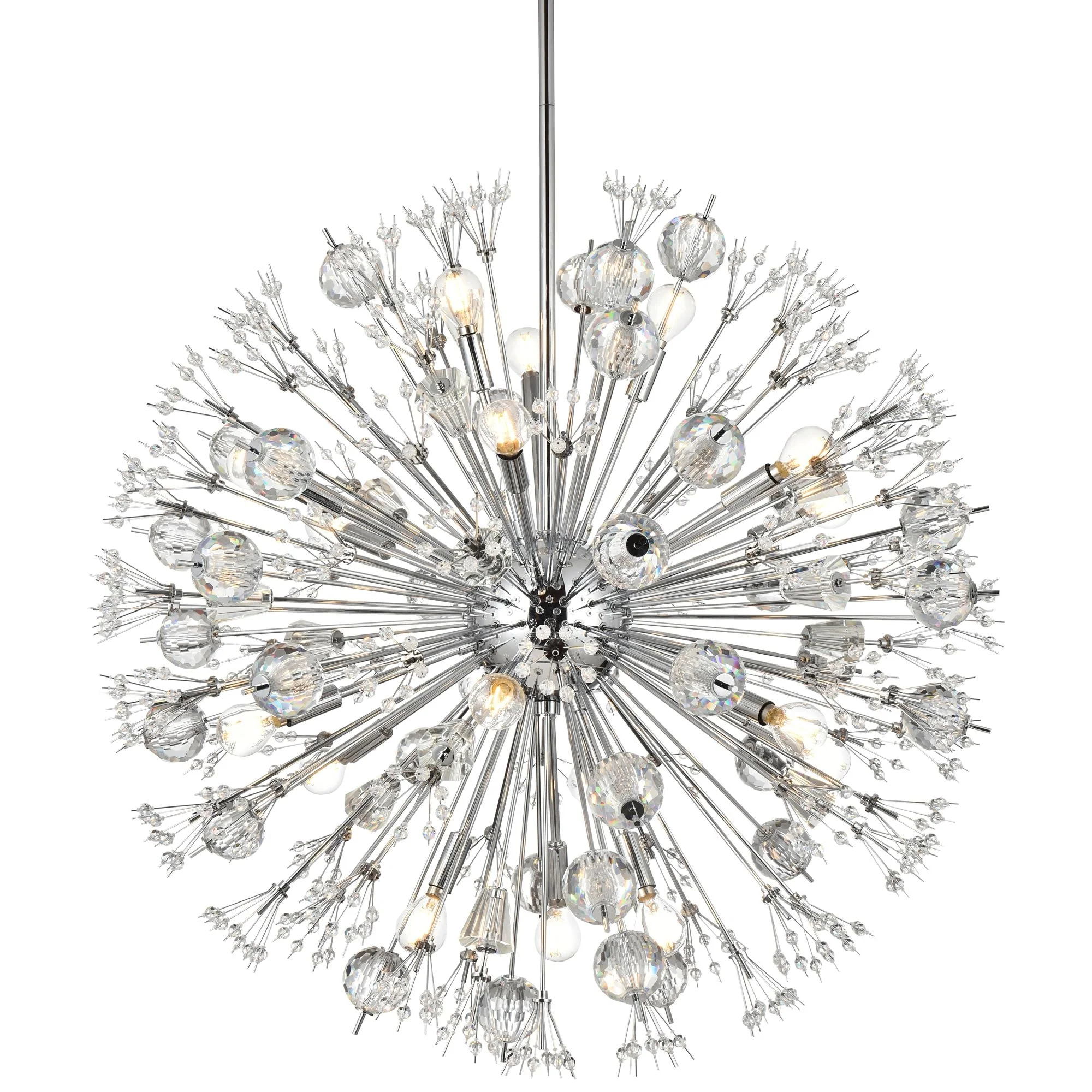 Vera 32" Wide Chrome Iron Crystal 18-Light Starburst Pendant - Image 3