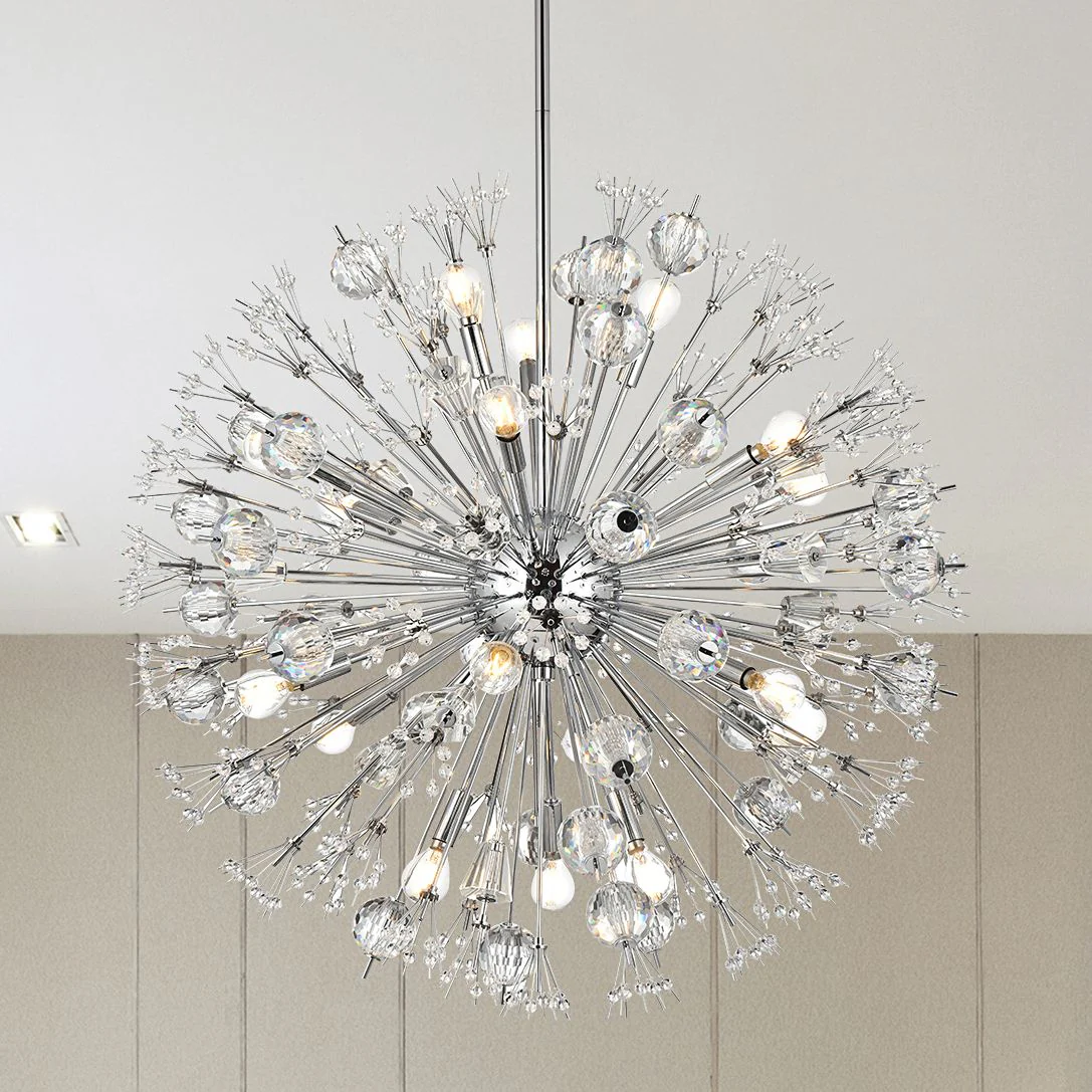Vera 32" Wide Chrome Iron Crystal 18-Light Starburst Pendant - Image 2