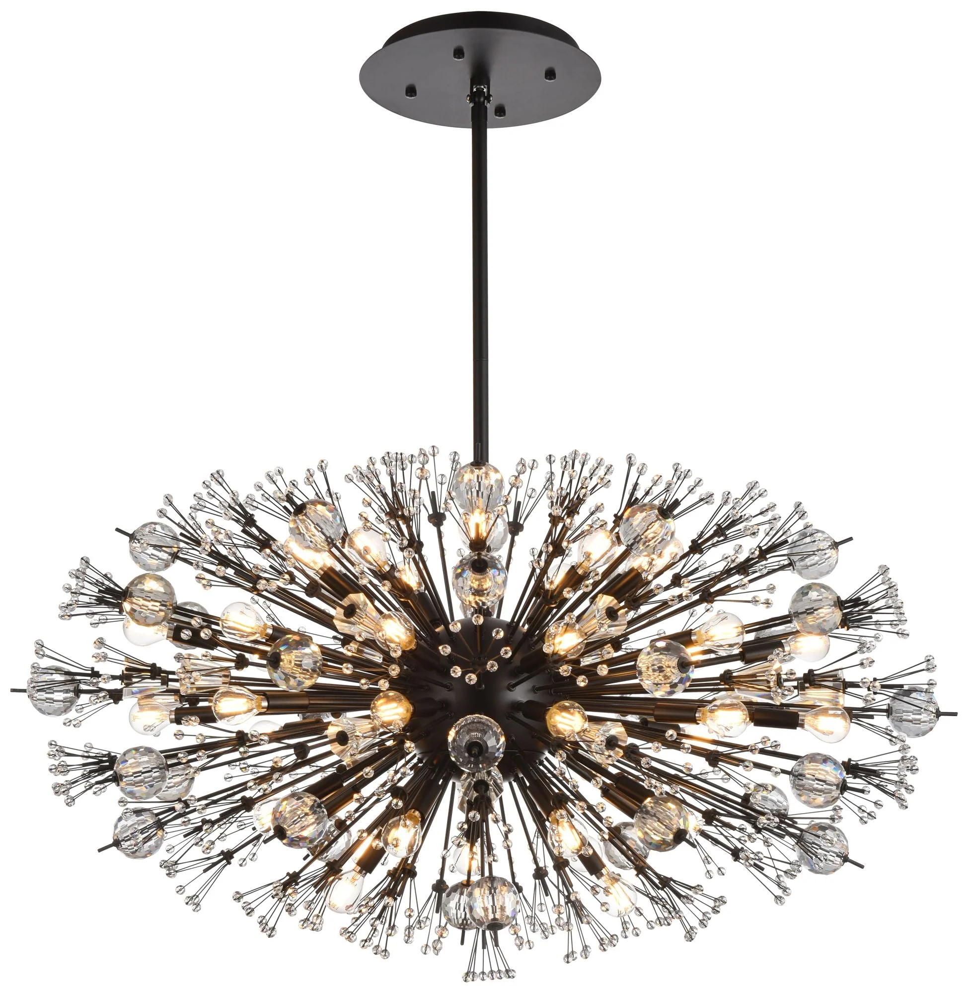 Vera 42" Crystal Starburst Oval Pendant In Black - Image 1