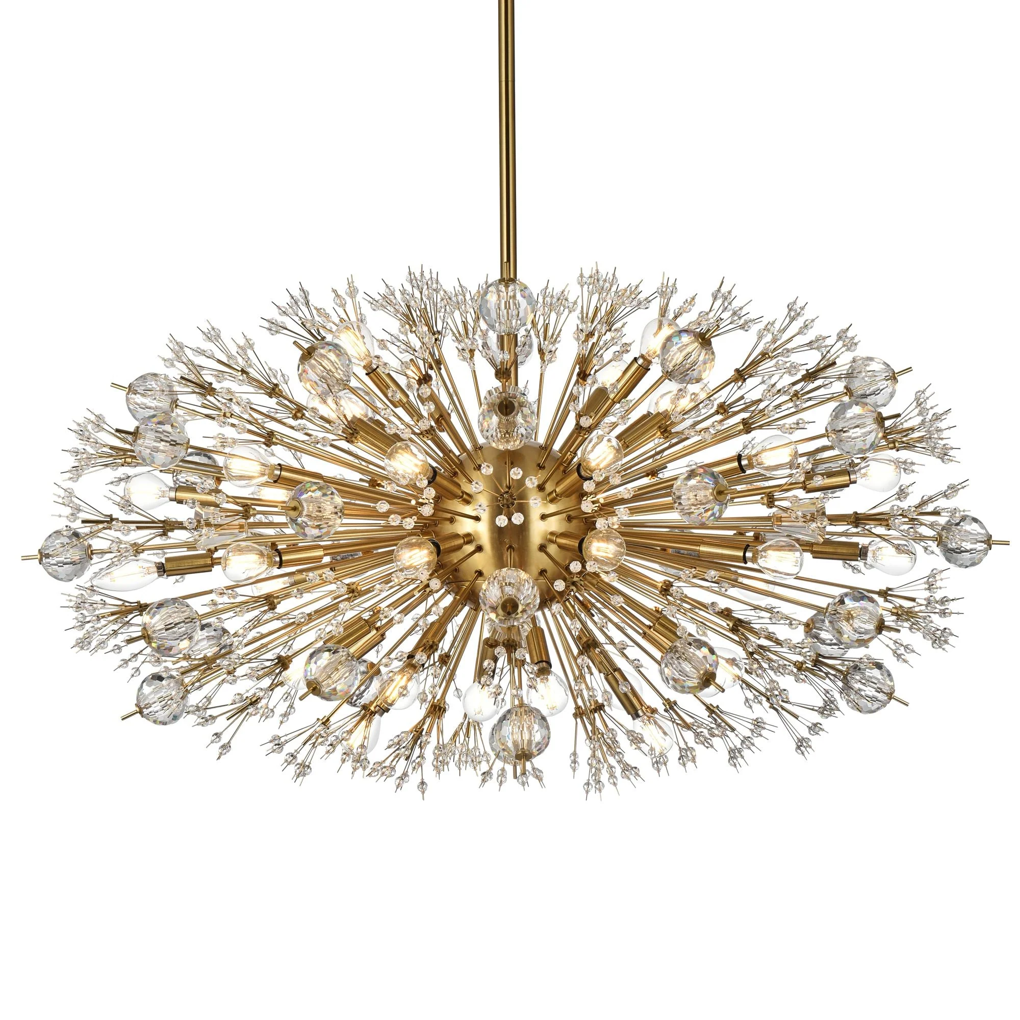 Vera 42" Wide Gold Metal 38-Light Starburst Oval Pendant - Image 3