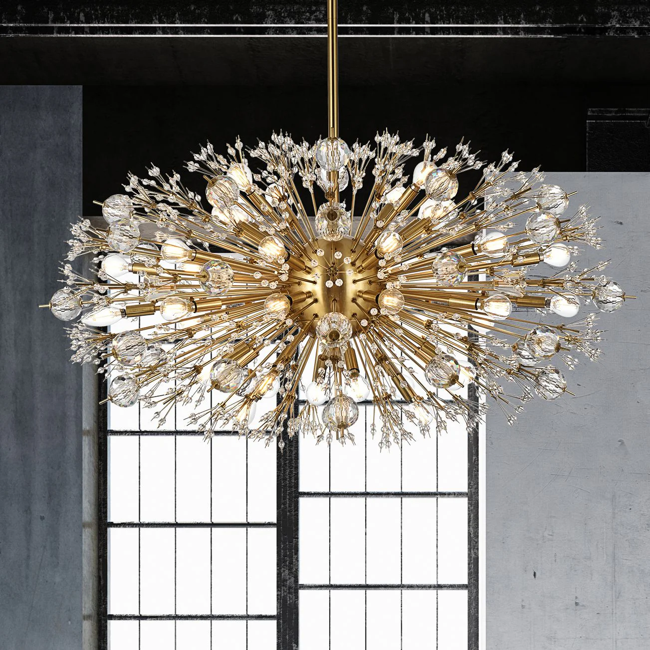 Vera 42" Wide Gold Metal 38-Light Starburst Oval Pendant - Image 2