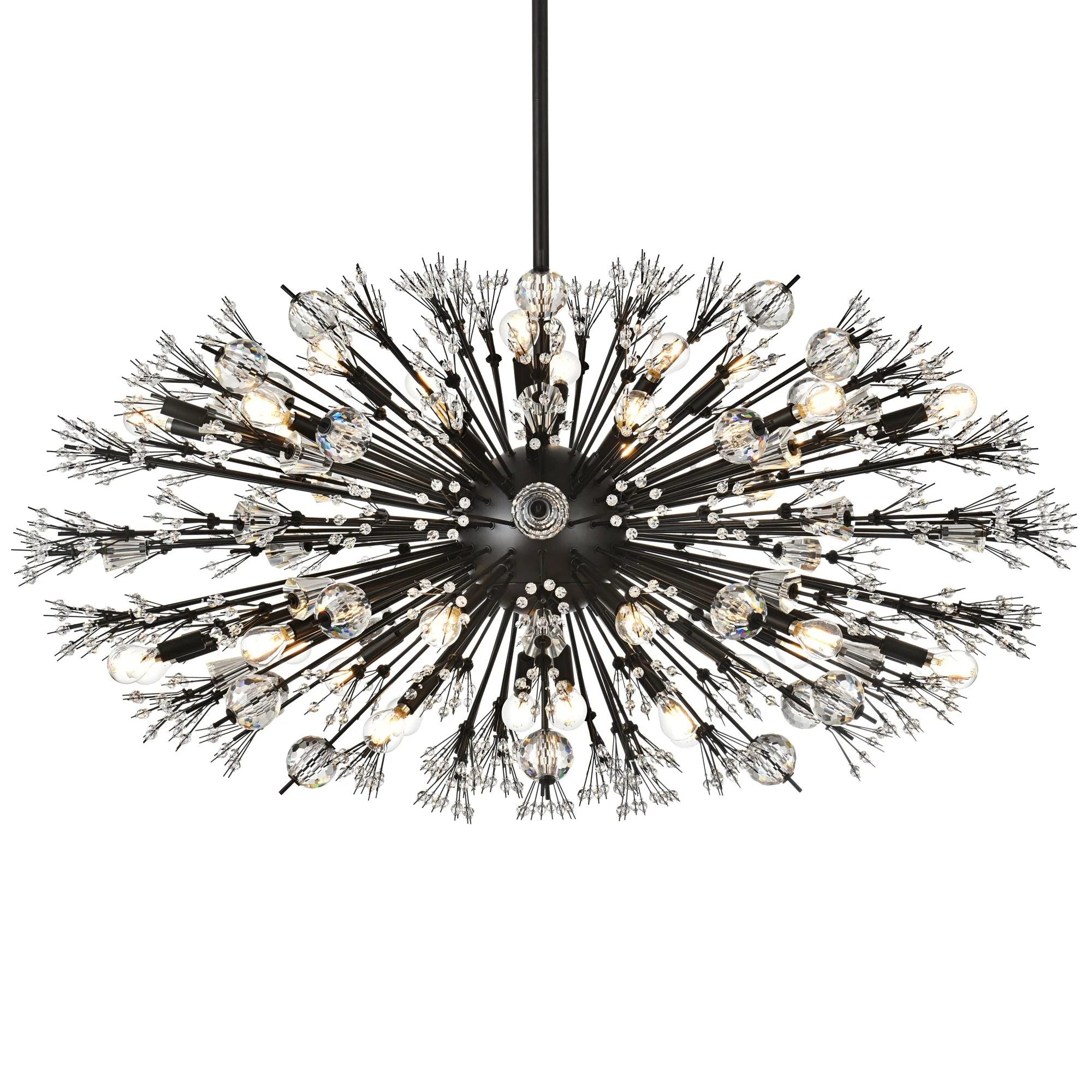 Vera 48" Crystal Starburst Oval Pendant In Black - Image 3