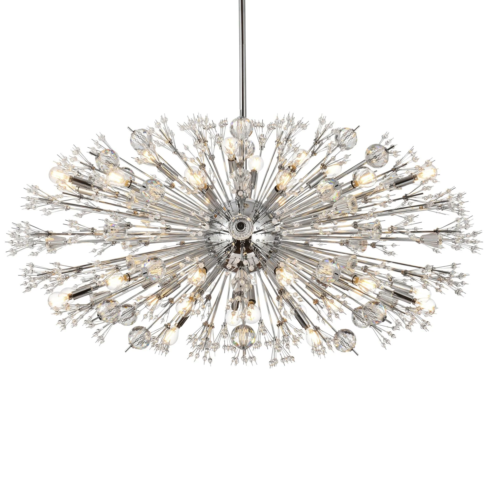 Vera 48" Wide Chrome Metal 38-Light Starburst Oval Pendant - Image 3