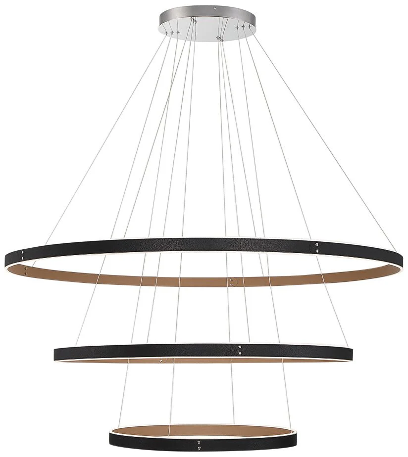 Verdura 60" Wide Matte Black 3-Tier LED Chandelier - Image 1