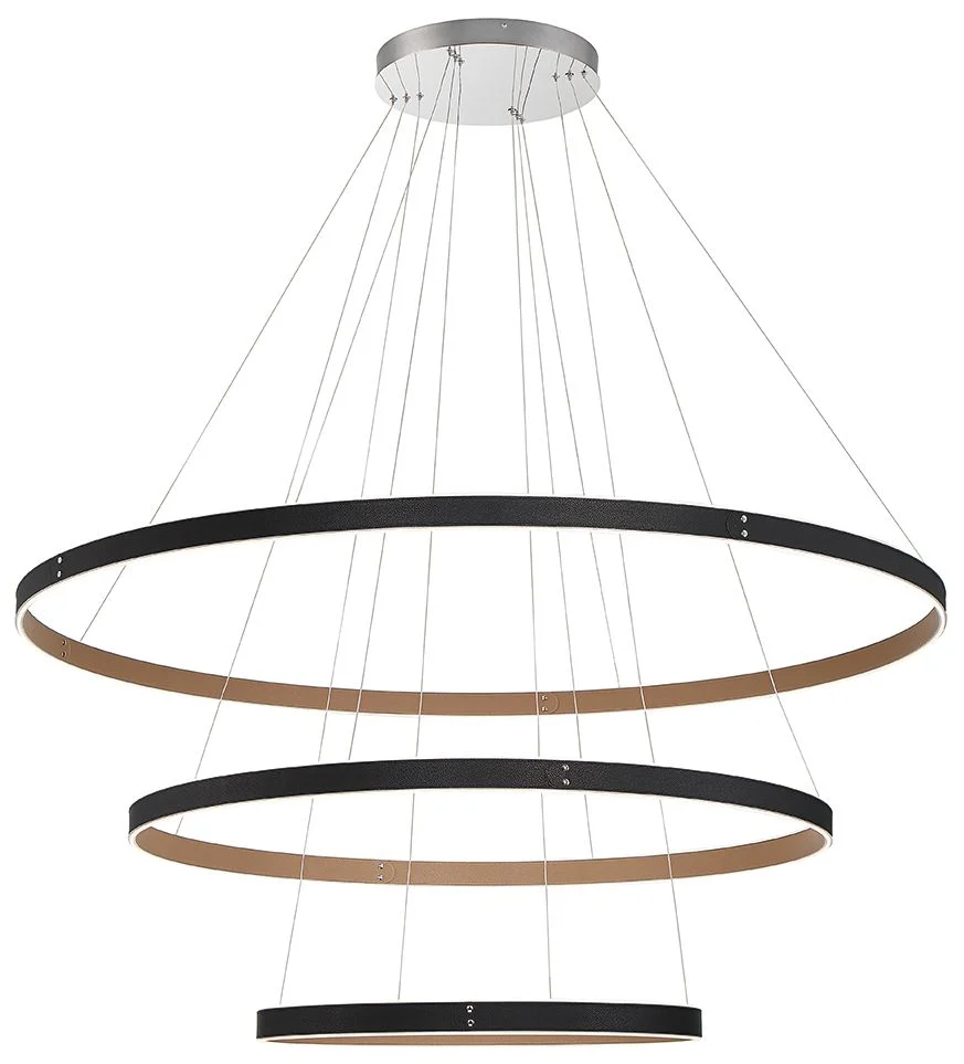 Verdura 60" Wide Matte Black 3-Tier LED Chandelier - Image 3