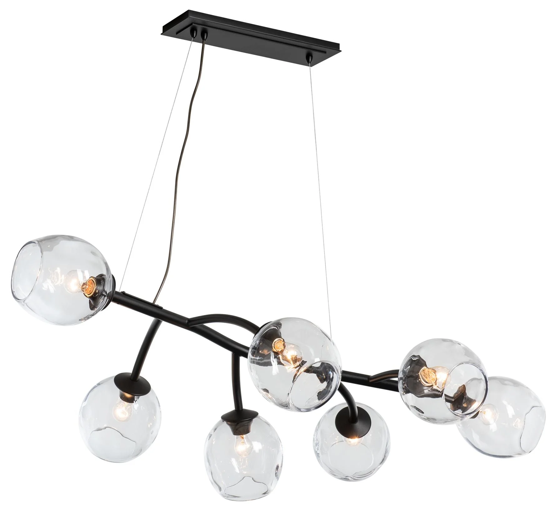 Vine Pendant - Black Finish - Clear Simon Pearce Glass - Standard Height - Image 1