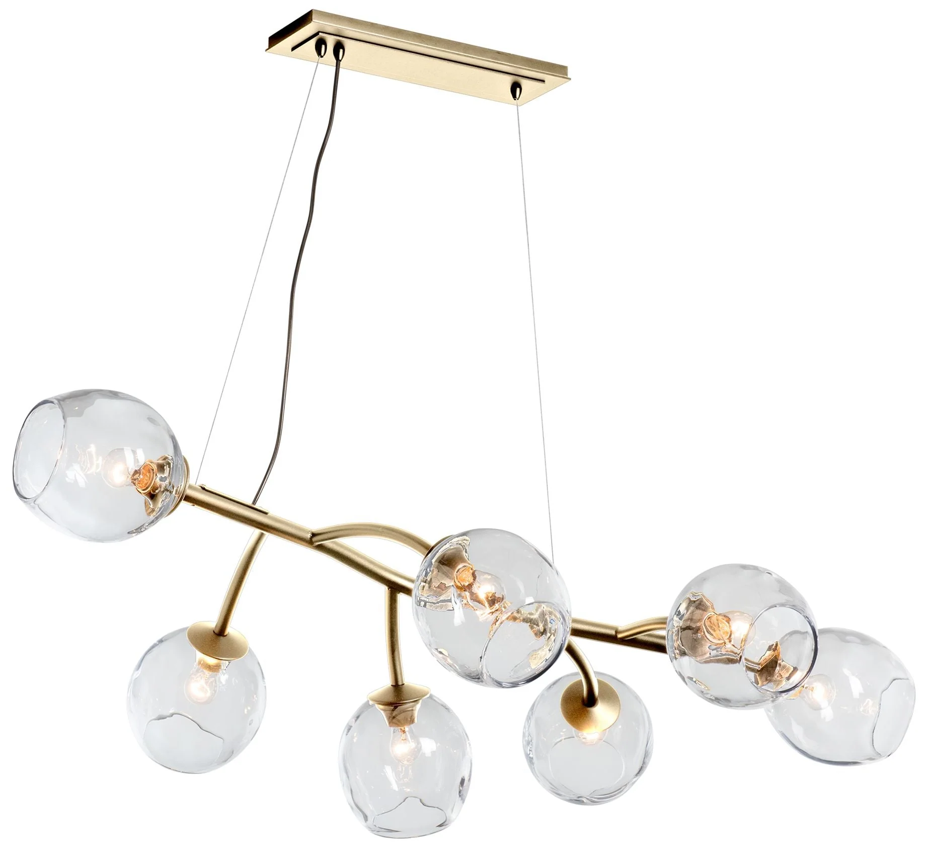Vine Pendant - Brass Finish - Clear Simon Pearce Glass - Standard Height - Image 1