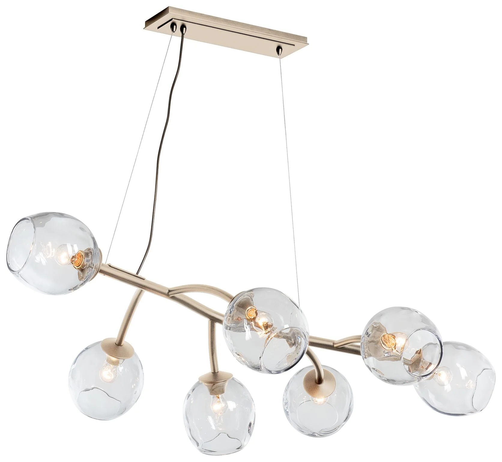Vine Pendant - Gold Finish - Clear Simon Pearce Glass - Standard Height - Image 1