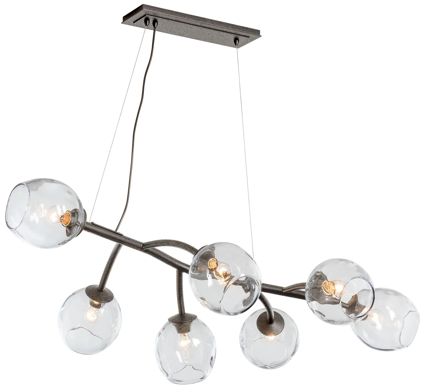 Vine Pendant - Iron Finish - Clear Simon Pearce Glass - Standard Height - Image 1