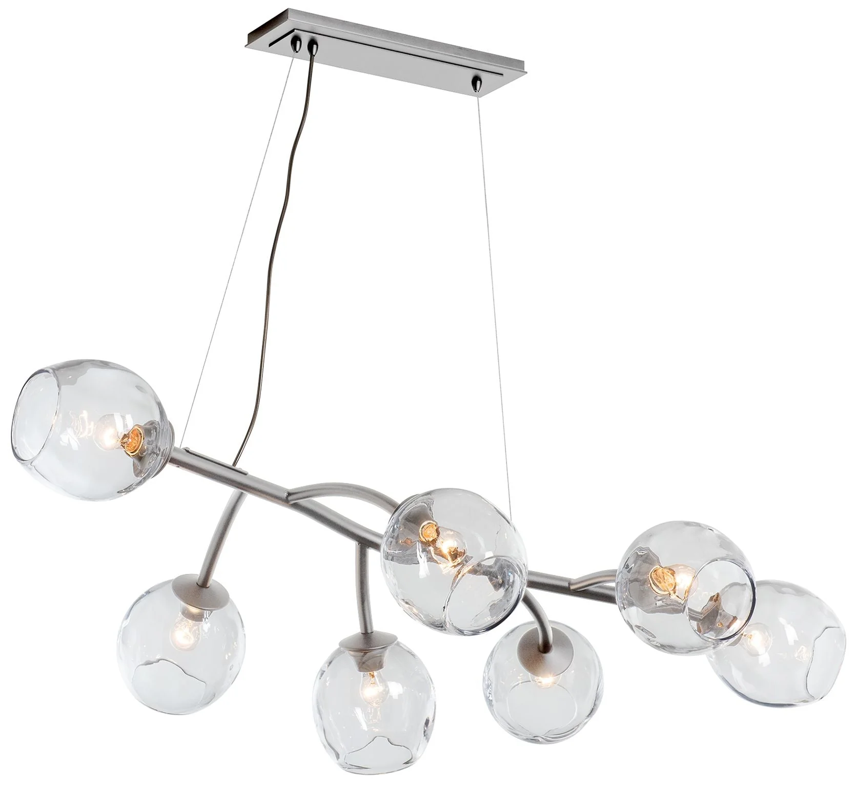 Vine Pendant - Platinum Finish - Clear Simon Pearce Glass - Standard Height - Image 1