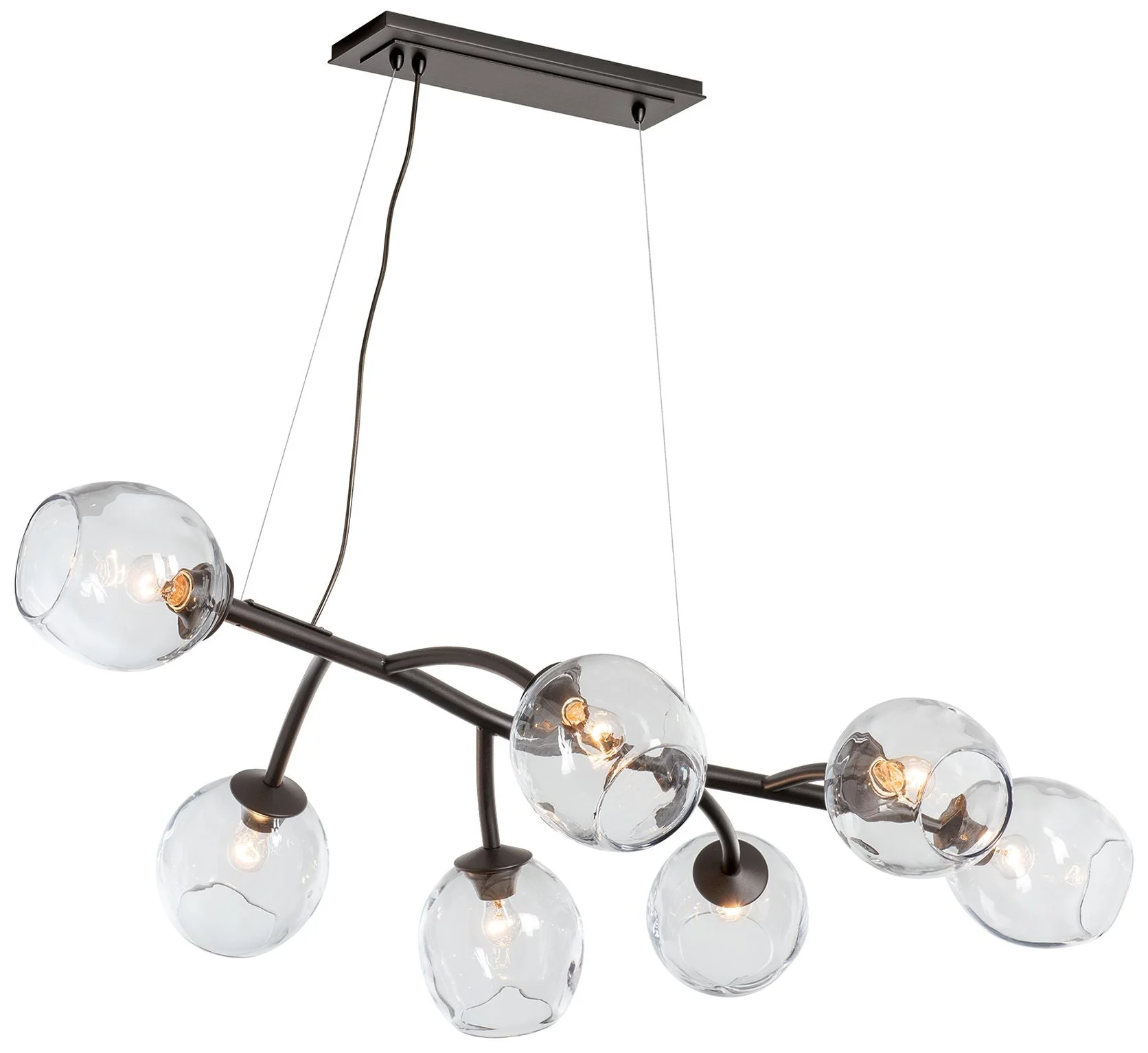Vine Pendant - Smoke Finish - Clear Simon Pearce Glass - Standard Height - Image 1