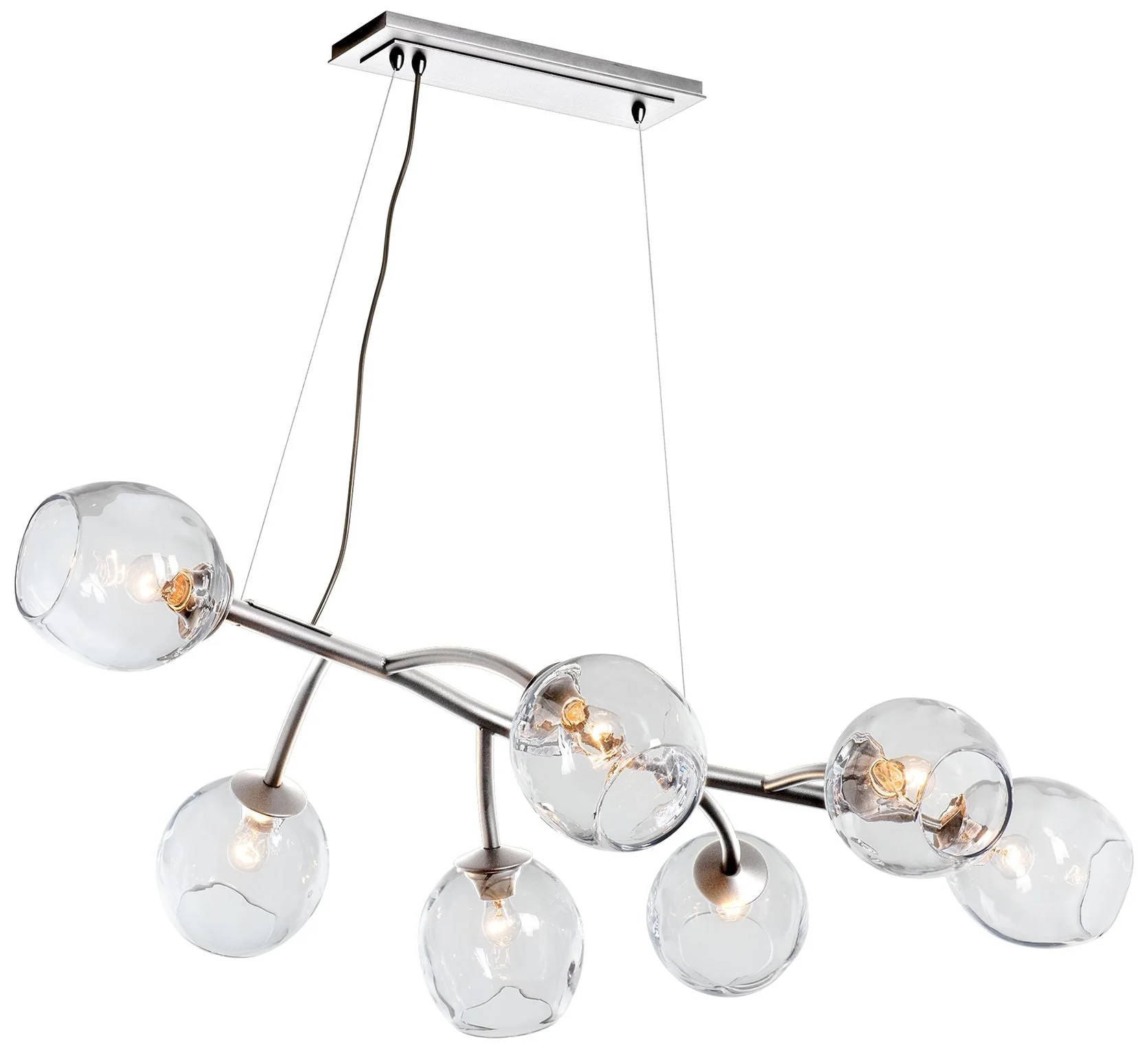 Vine Pendant - Sterling Finish - Clear Simon Pearce Glass - Standard Height - Image 1