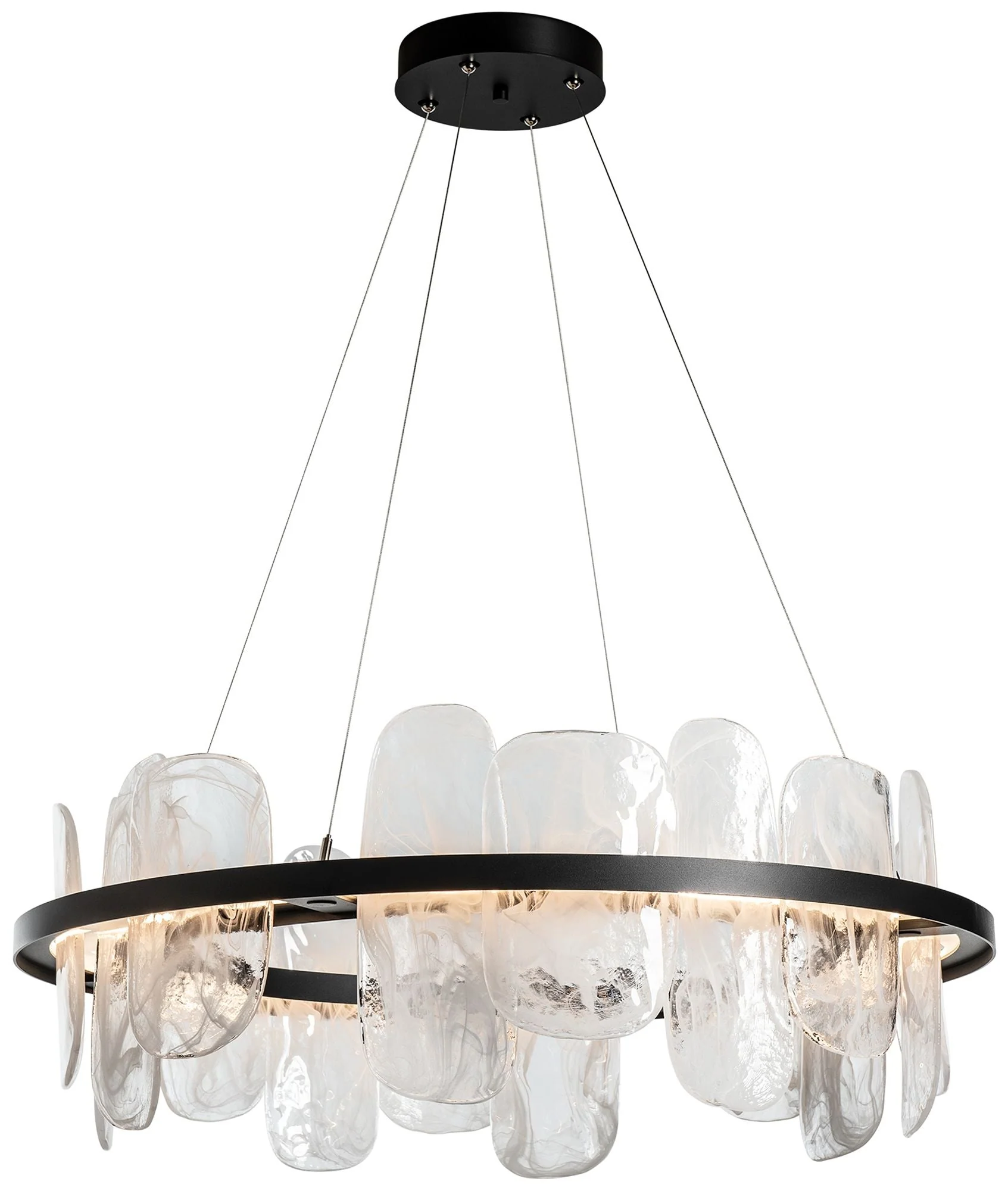Vitre Circular LED Pendant - Black Finish - White Glass - Standard Height - Image 1