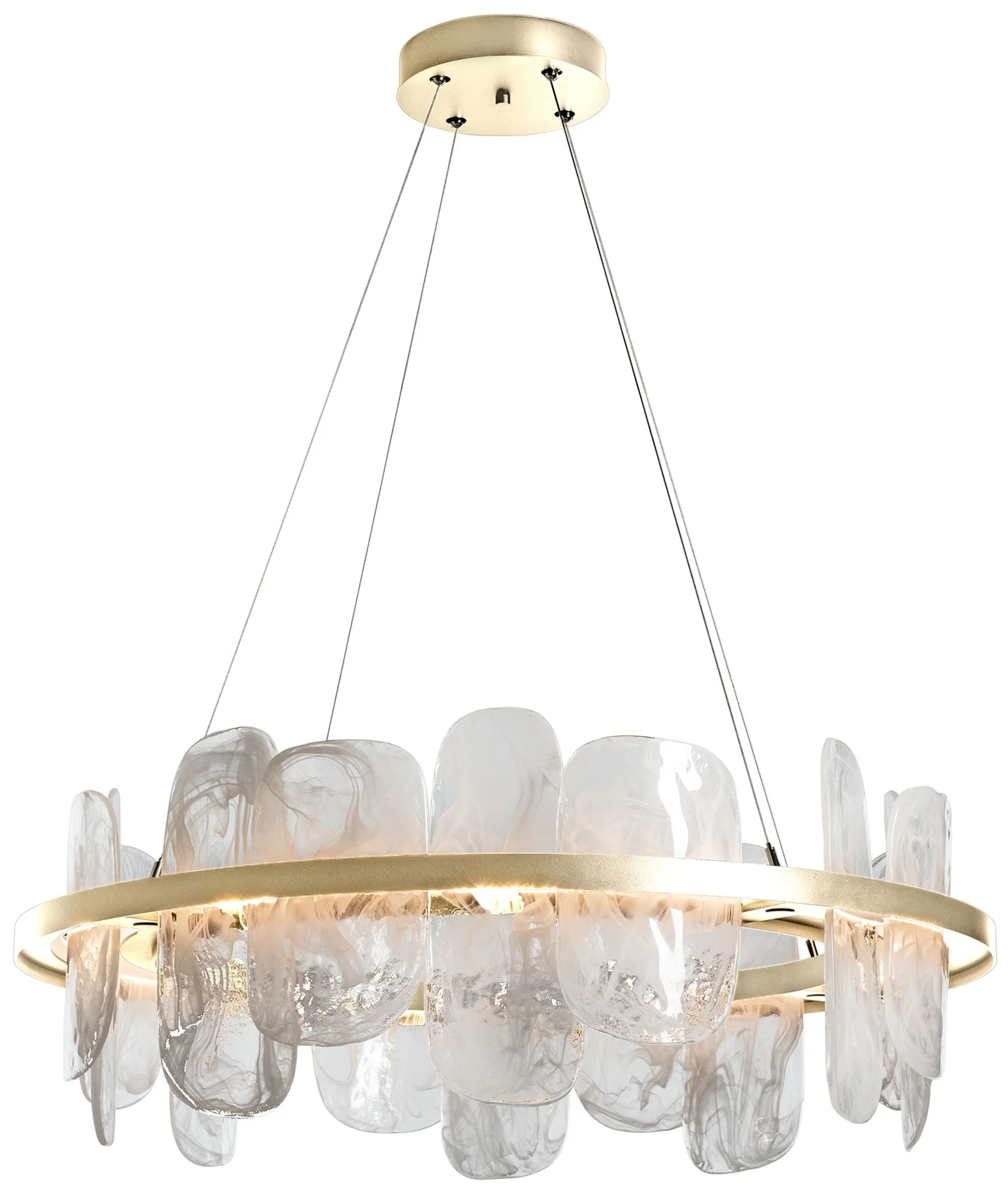 Vitre Circular LED Pendant - Brass Finish - White Glass - Standard Height - Image 1
