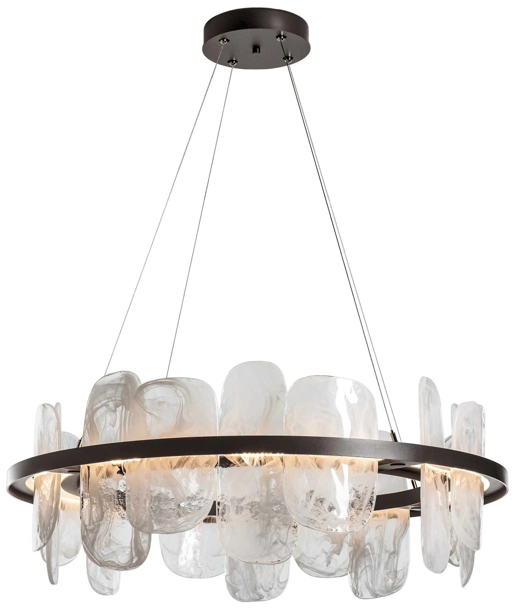 Vitre Circular LED Pendant - Smoke - White Glass - Standard Height - Image 1
