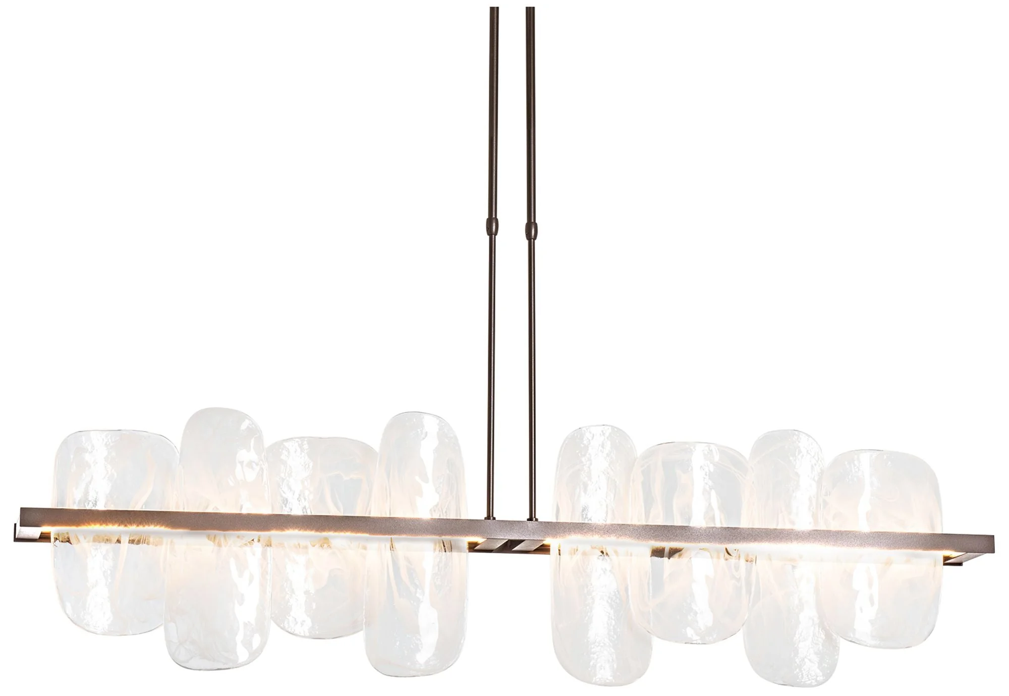 Vitre Large Linear LED Pendant - Bronze Finish - White Glass - Long Height - Image 1