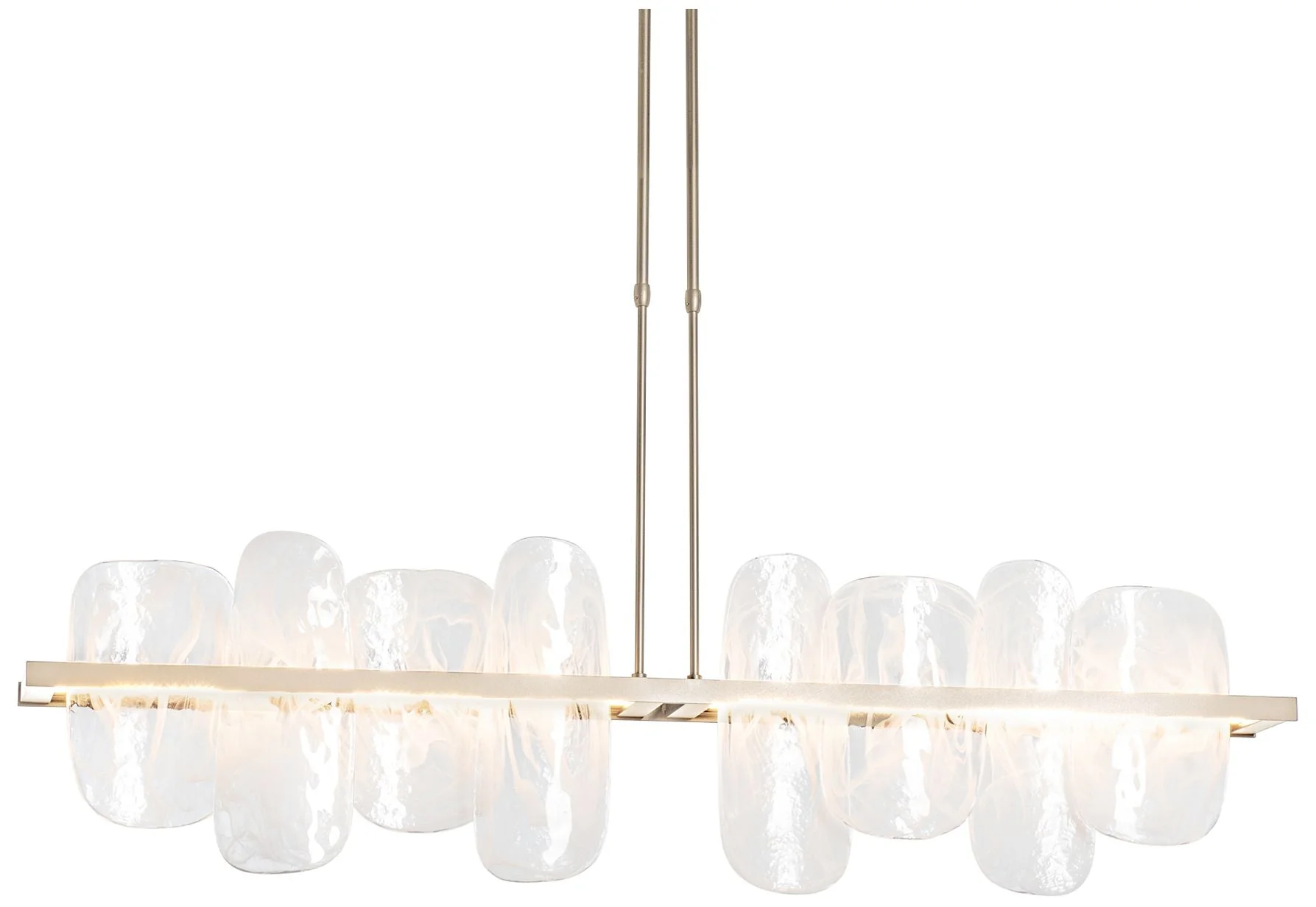 Vitre Large Linear LED Pendant - Gold Finish - White Glass - Long Height - Image 1