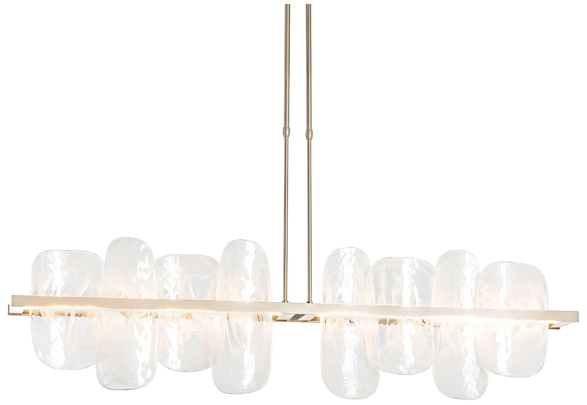 Vitre Large Linear LED Pendant - Gold Finish - White Glass - Short Height - Image 1