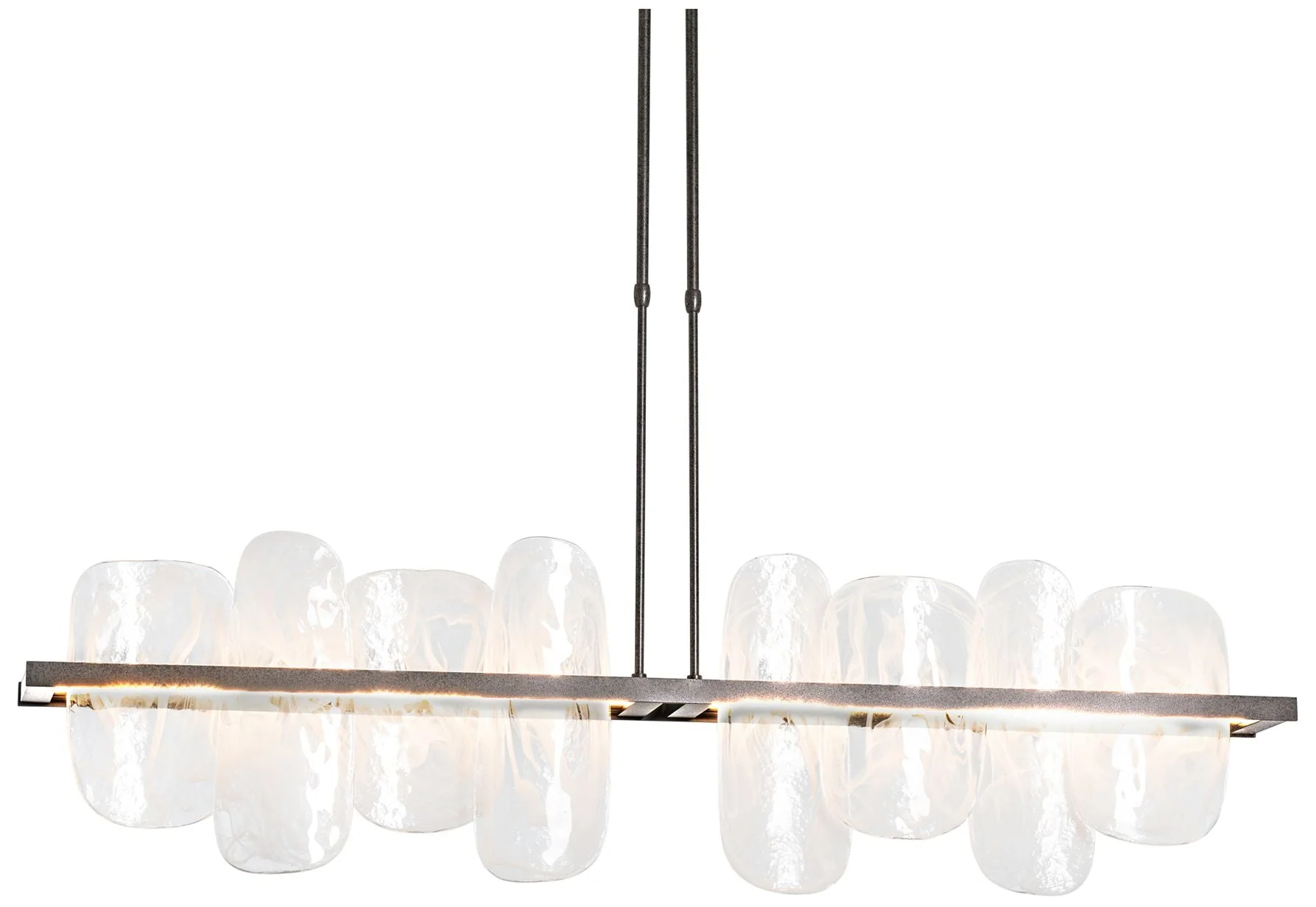 Vitre Large Linear LED Pendant - Iron Finish - White Glass - Short Height - Image 1