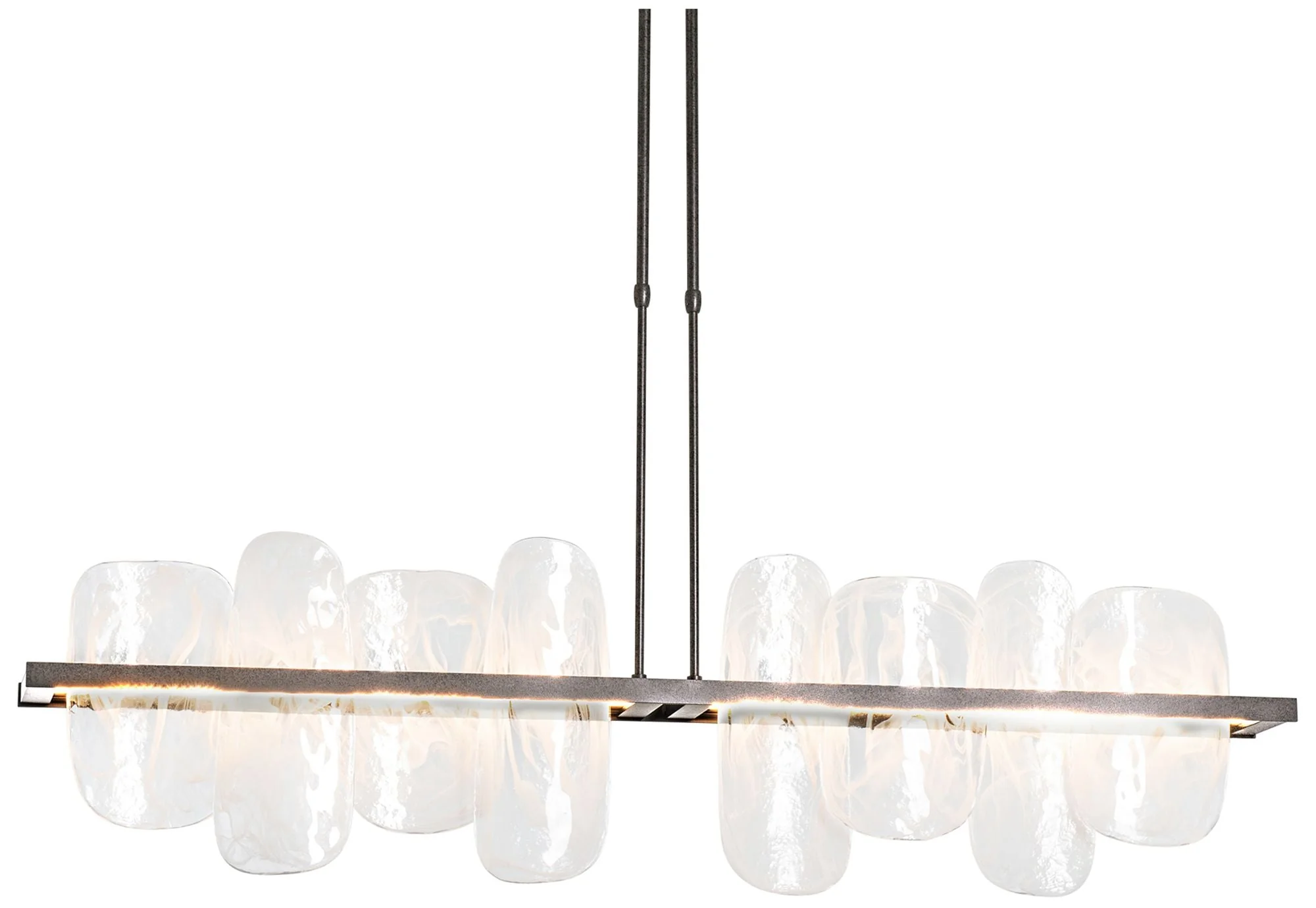 Vitre Large Linear LED Pendant - Iron Finsih - White Glass - Long Height - Image 1