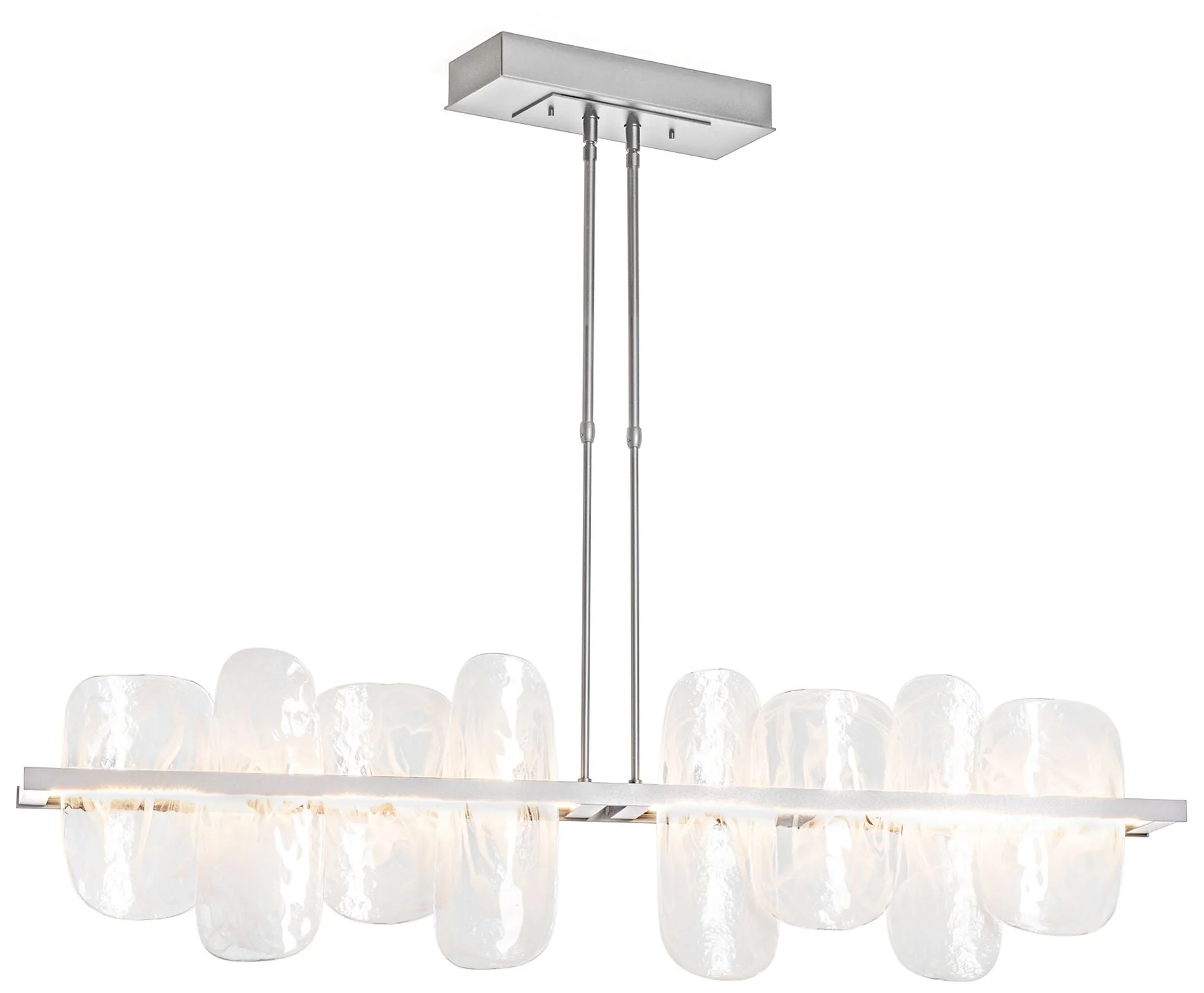 Vitre Large Linear LED Pendant - Platinum - White Glass - Standard Height - Image 1
