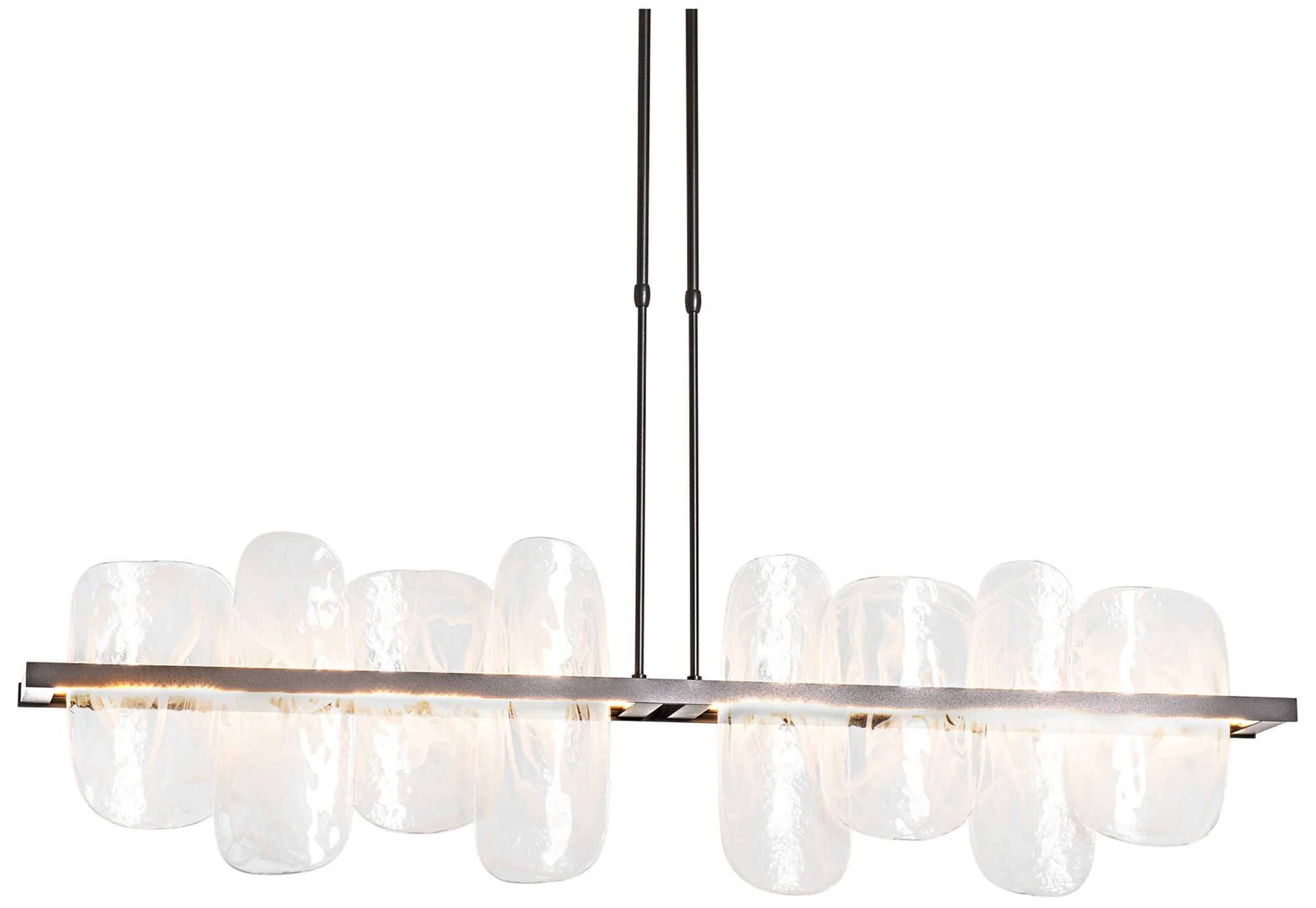 Vitre Large Linear LED Pendant - Smoke Finish - White Glass - Long Height - Image 1