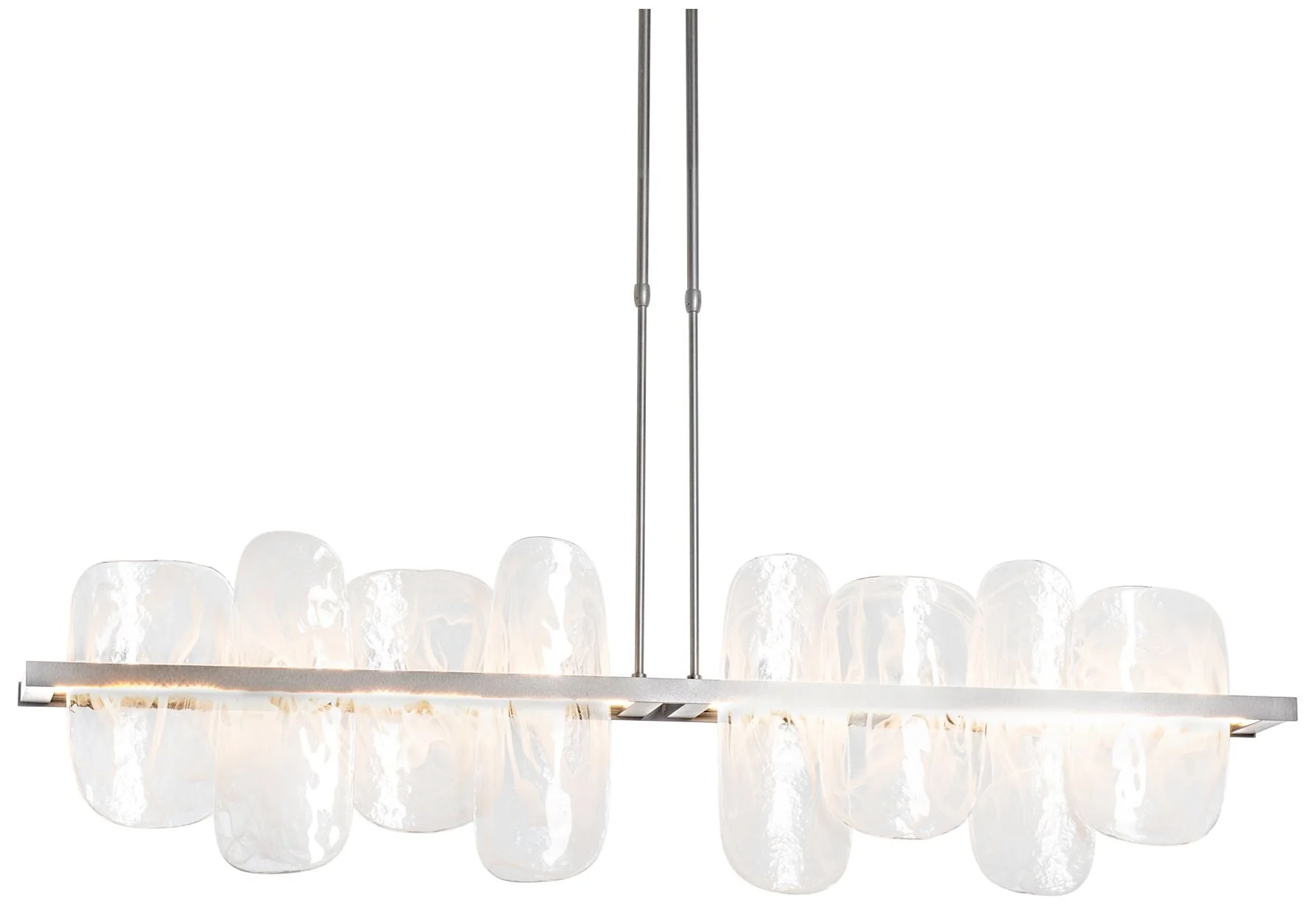 Vitre Large Linear LED Pendant - Sterling - White Glass - Long Height - Image 1