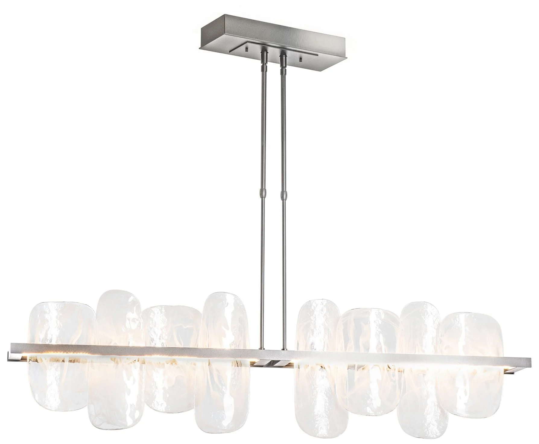 Vitre Large Linear LED Pendant - Sterling - White Glass - Standard Height - Image 1