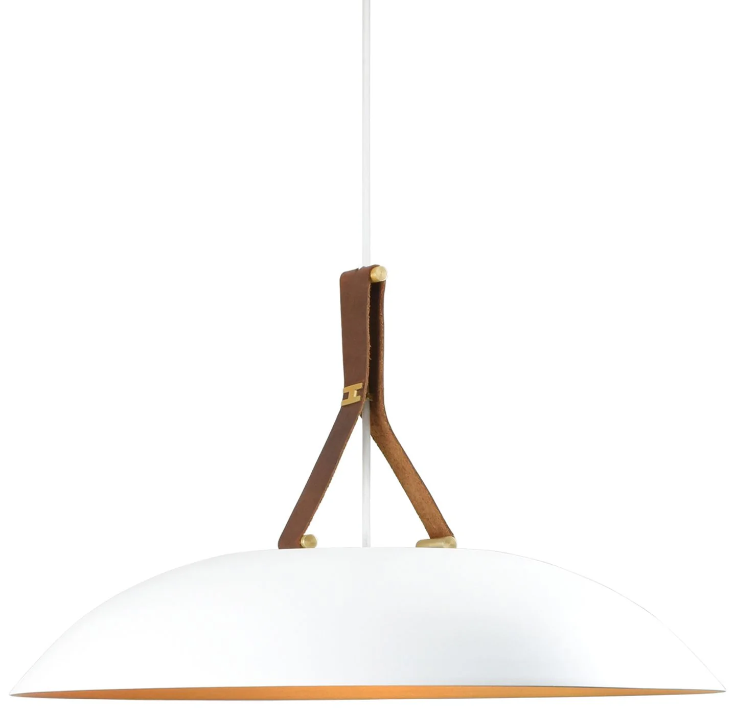 Volo Pendant - Cava - White Exterior & Brass Interior Shade - Brass Acc - Image 1