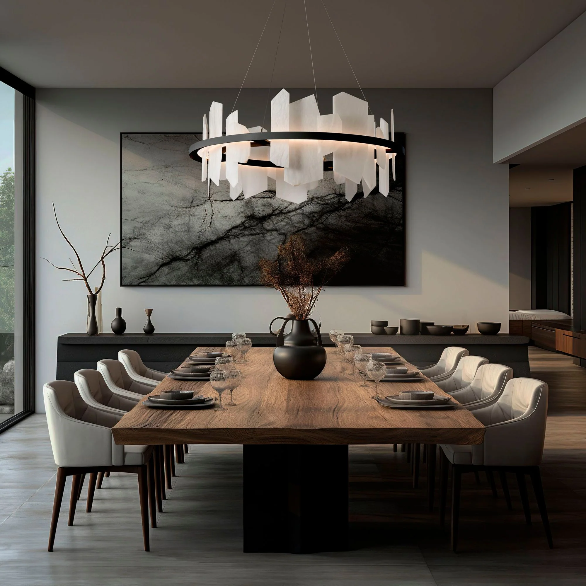 Volterra 38" Wide Black Circular LED Pendant - Image 3
