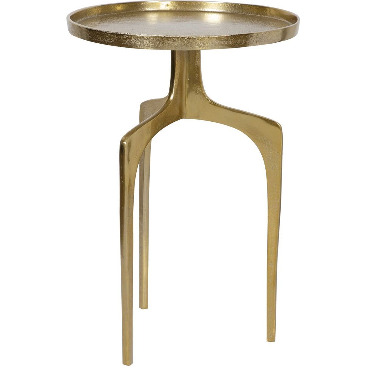Casa Bella Living Soft Gold Cast Aluminum Modern Round Accent Table - Image 3