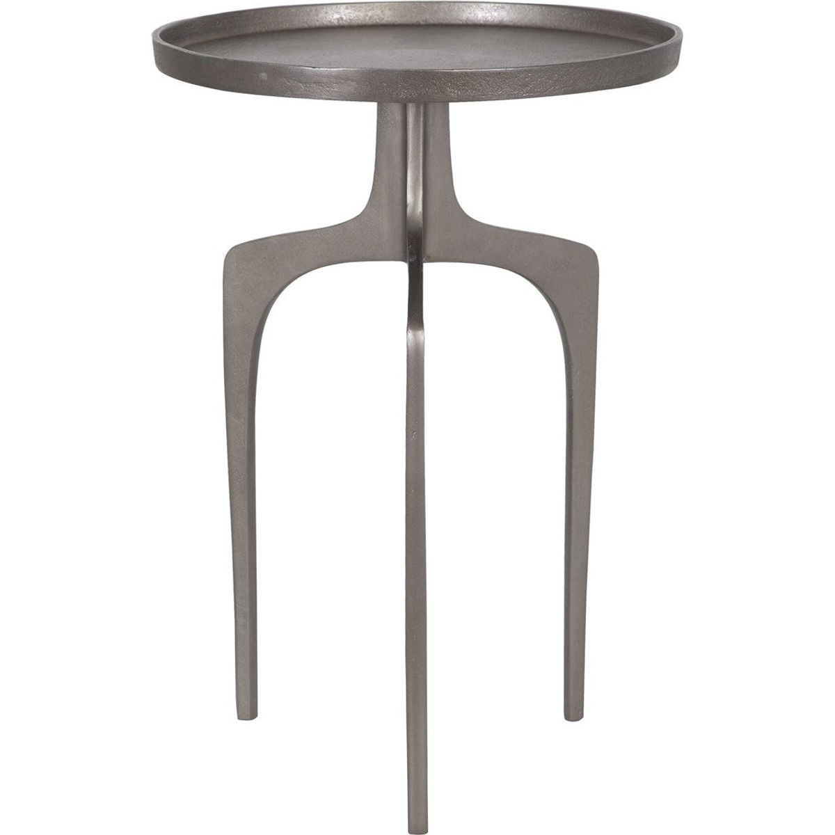 Casa Bella Living Textured Nickel Cast Aluminum Modern Round Accent Table - Image 2