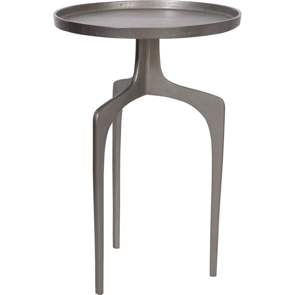 Casa Bella Living Textured Nickel Cast Aluminum Modern Round Accent Table - Image 3