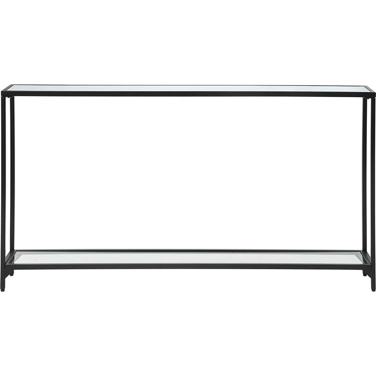 Casa Bella Living Mirrored Top and Glass Shelf with Black Iron Base Narrow Console Table - Image 3