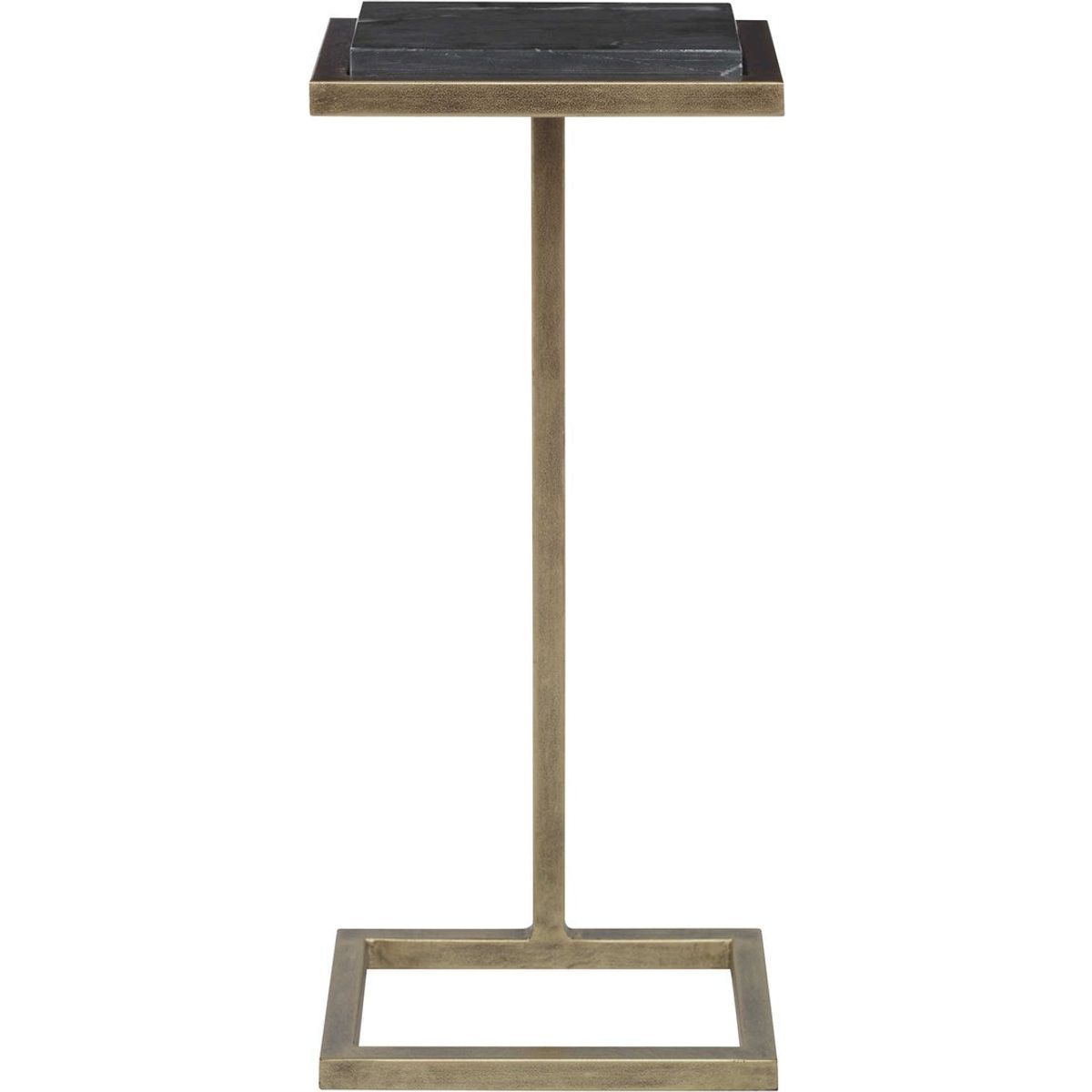 Casa Bella Living  Black Marble Top With Aged Gold Base Modern Accent Table - Image 3