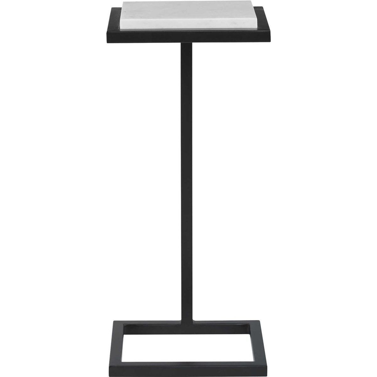 Casa Bella Living White Marble Top With Satin Black Base Modern Accent Table - Image 3