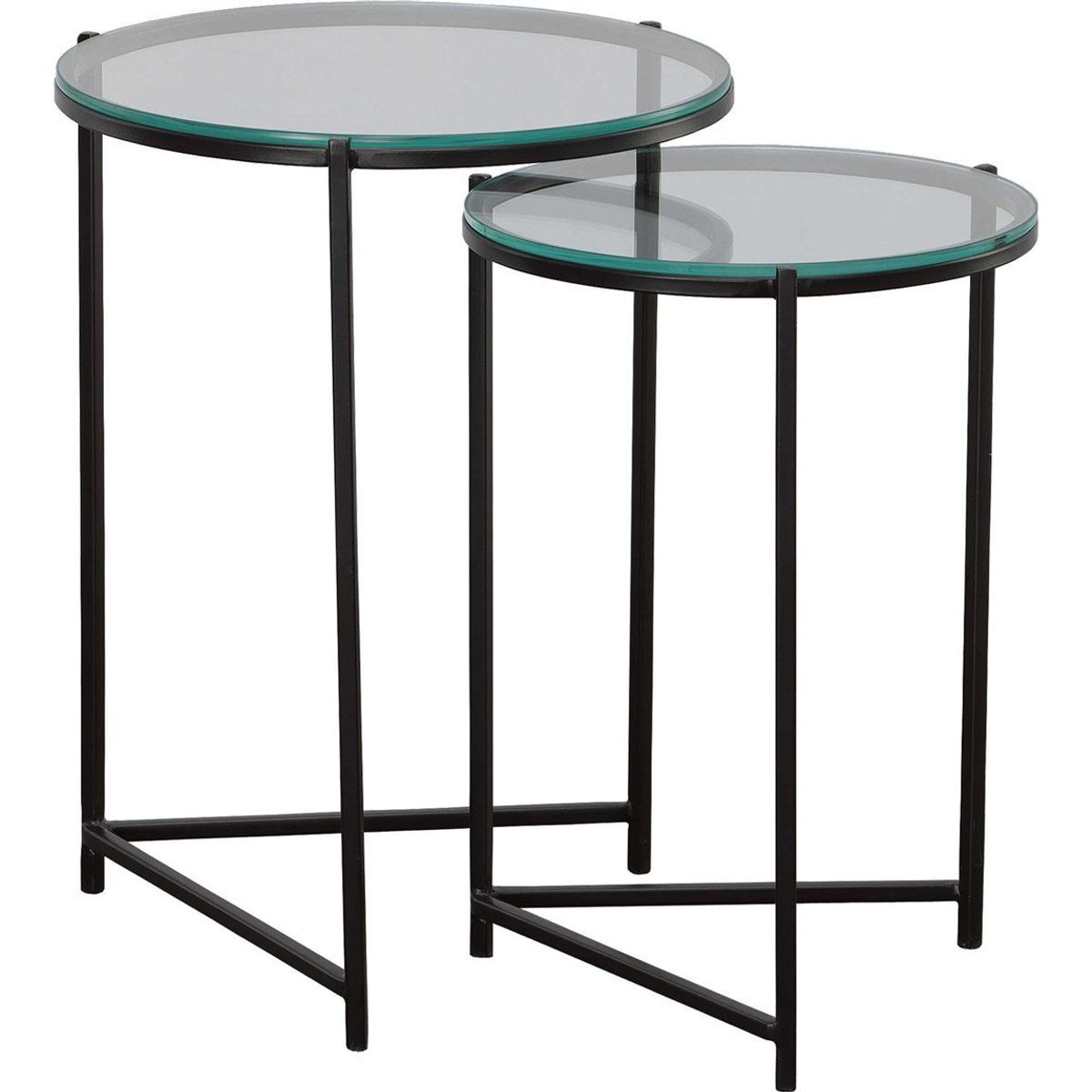 Casa Bella Living Glass Tops With Black Iron Bases Set of 2 Round Nesting Tables - Image 2